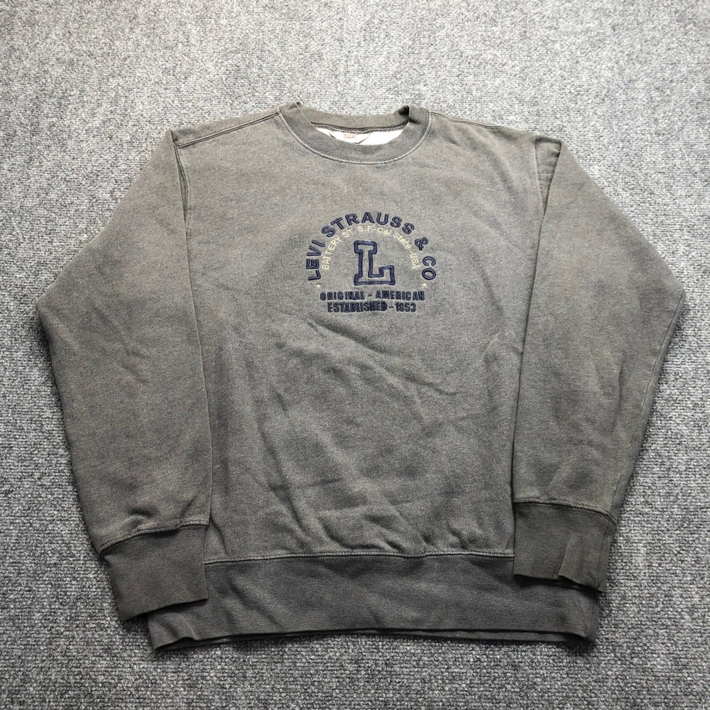 Levis Dry Goods Mens Large Grey Embroidered Logo Crewneck Sweatshirt 5773